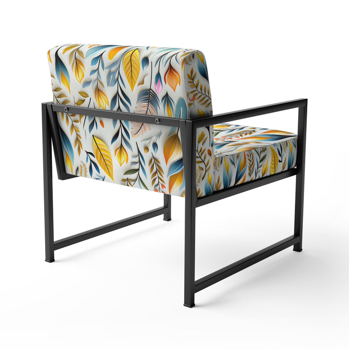 Yellow And Blue Botanics Coastal Pattern - Bohemian Accent Slipper Chair