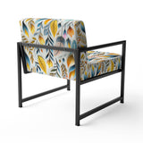 Yellow And Blue Botanics Coastal Pattern - Bohemian Accent Slipper Chair