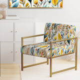 Yellow And Blue Botanics Coastal Pattern - Bohemian Accent Slipper Chair