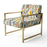 Yellow And Blue Botanics Coastal Pattern - Bohemian Accent Slipper Chair