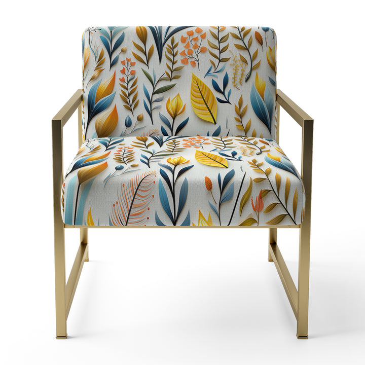 Yellow And Blue Botanics Coastal Pattern - Bohemian Accent Slipper Chair