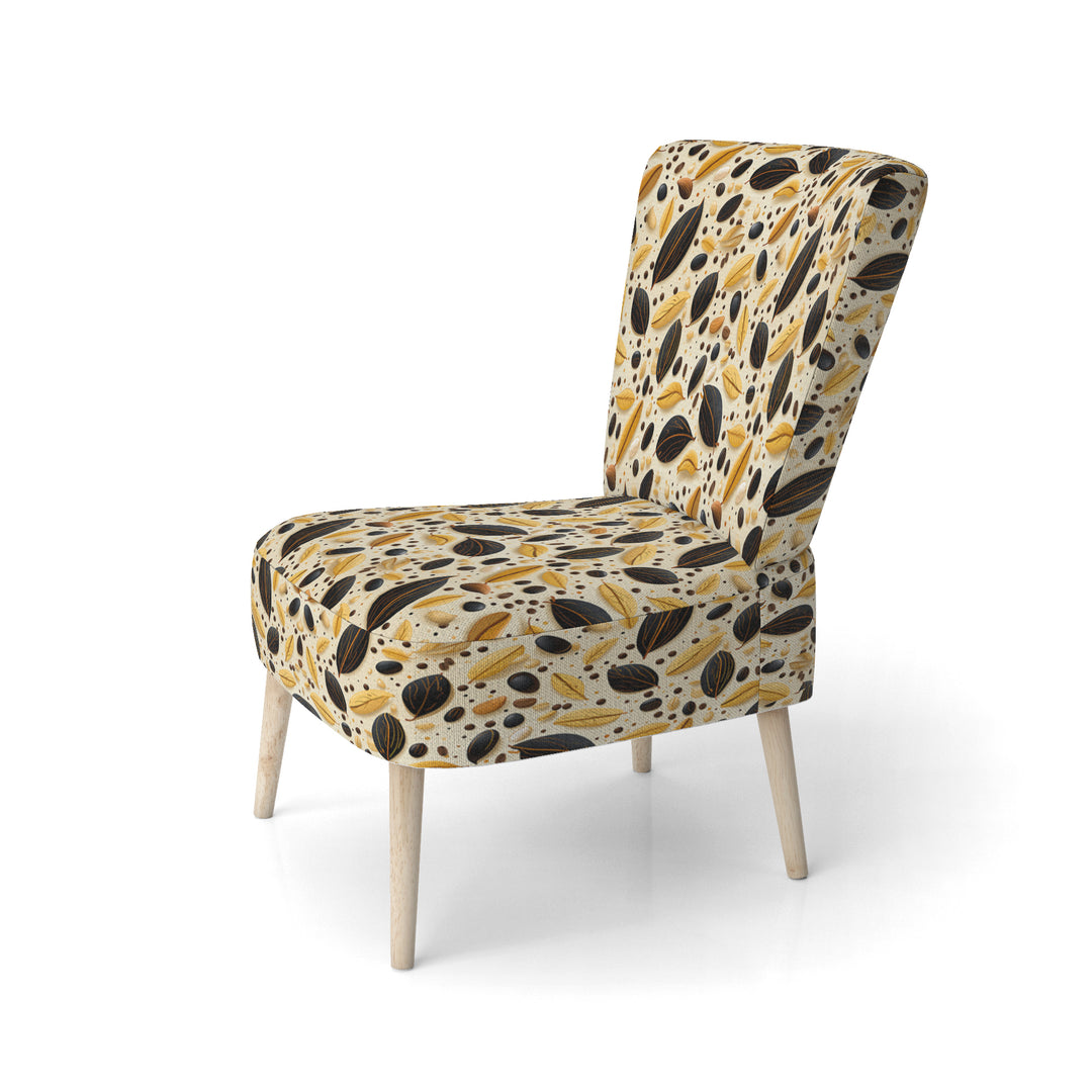 Botanical Cream And Coffee Pattern - Bohemian Accent Side Chair