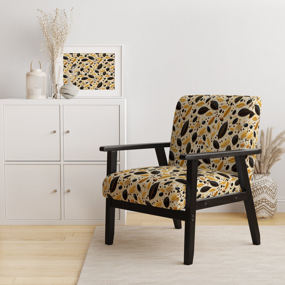 Botanical Cream And Coffee Pattern - Bohemian Accent Side Chair