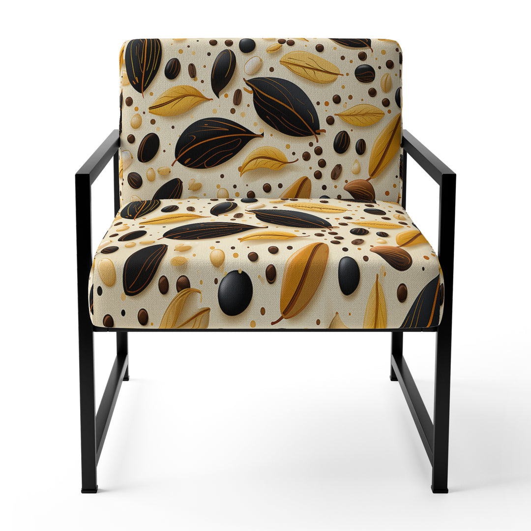 Botanical Cream And Coffee Pattern - Bohemian Accent Side Chair