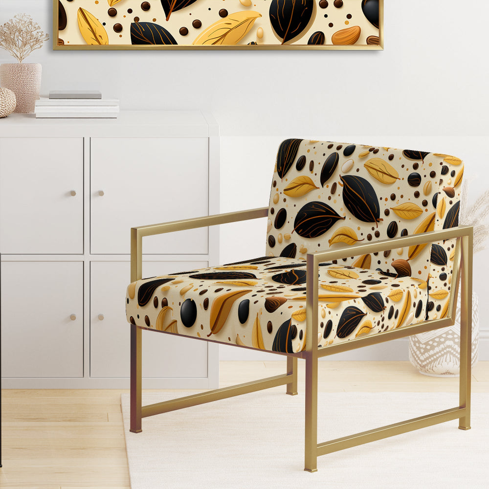 Botanical Cream And Coffee Pattern - Bohemian Accent Side Chair