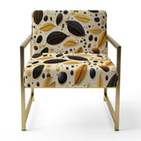 Botanical Cream And Coffee Pattern - Bohemian Accent Side Chair