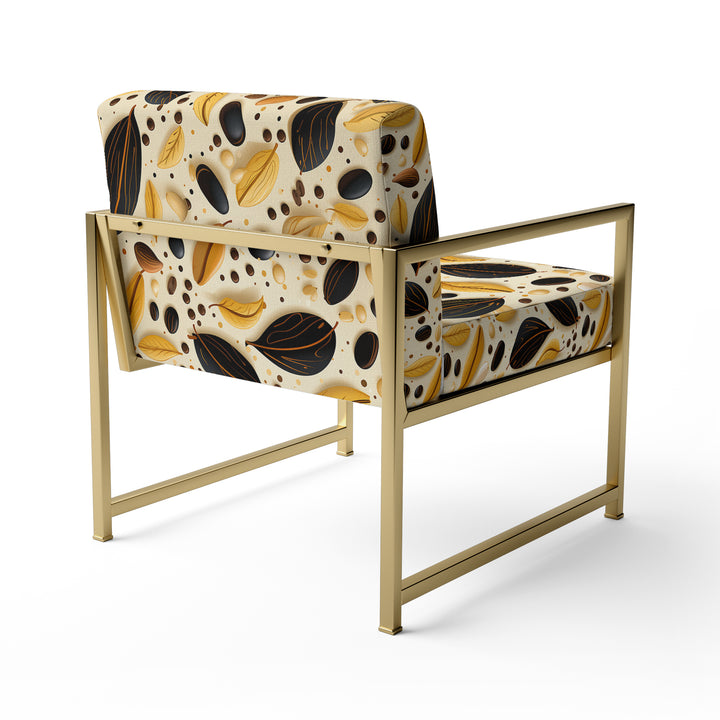 Botanical Cream And Coffee Pattern - Bohemian Accent Side Chair