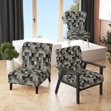 Architectural Concrete Wall Illusion - Upholstered Modern Accent Chairs