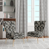 Architectural Concrete Wall Illusion - Upholstered Modern Accent Chairs