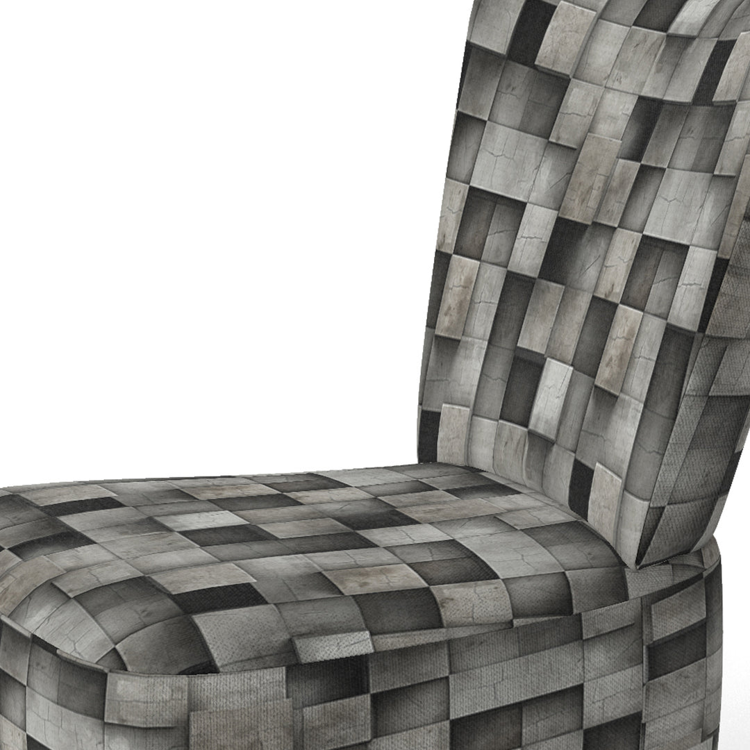 Architectural Concrete Wall Illusion - Upholstered Modern Accent Chairs
