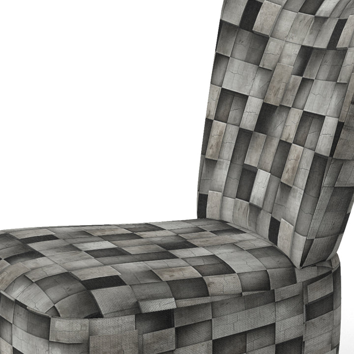 Architectural Concrete Wall Illusion - Upholstered Modern Accent Chairs