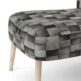 Architectural Concrete Wall Illusion - Upholstered Modern Accent Chairs