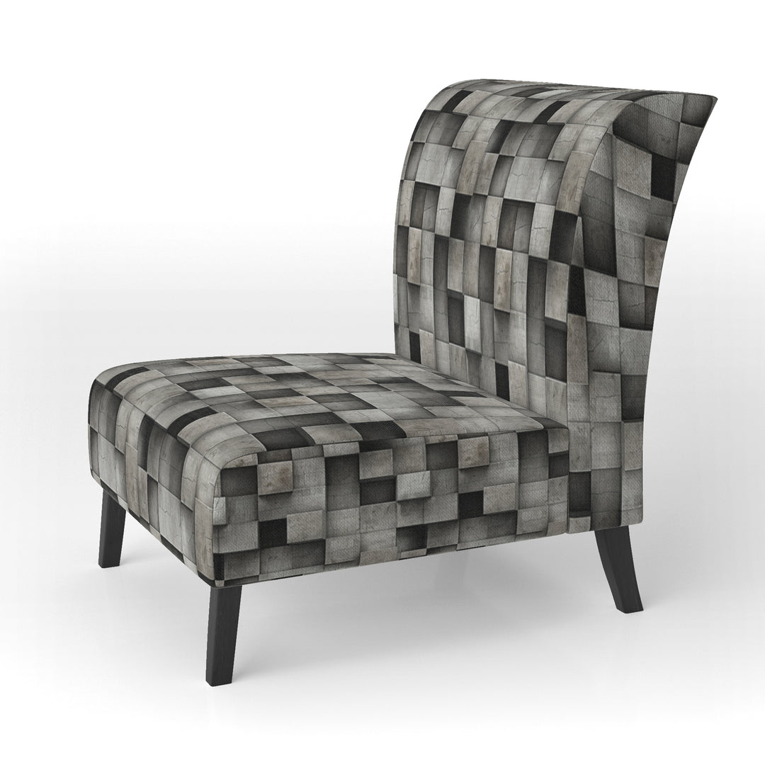 Architectural Concrete Wall Illusion - Upholstered Modern Accent Chairs