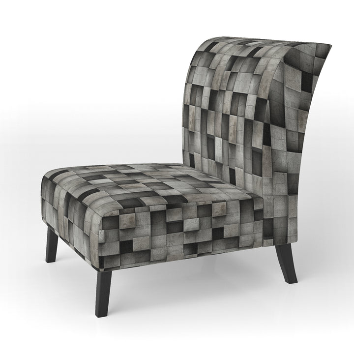 Architectural Concrete Wall Illusion - Upholstered Modern Accent Chairs