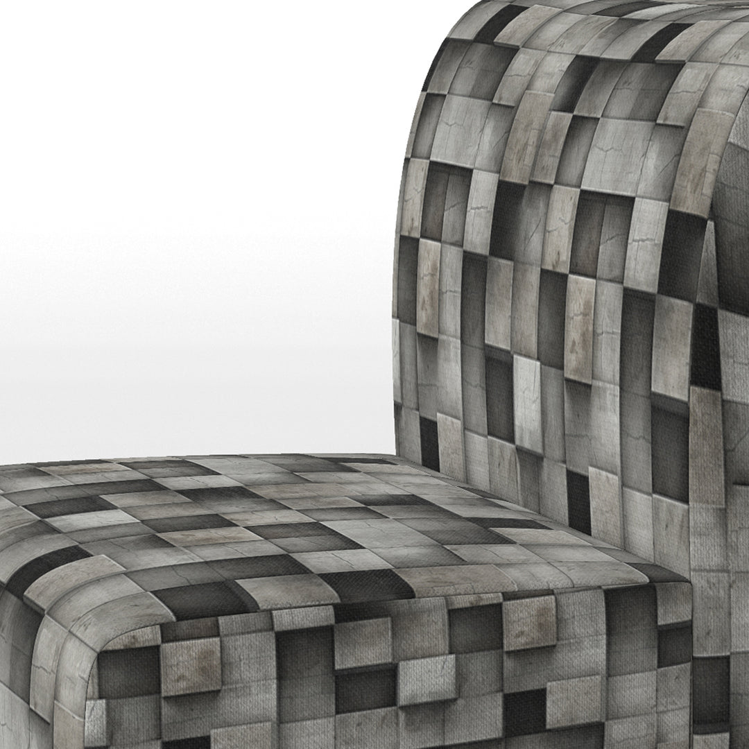 Architectural Concrete Wall Illusion - Upholstered Modern Accent Chairs