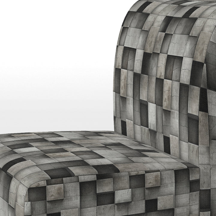 Architectural Concrete Wall Illusion - Upholstered Modern Accent Chairs