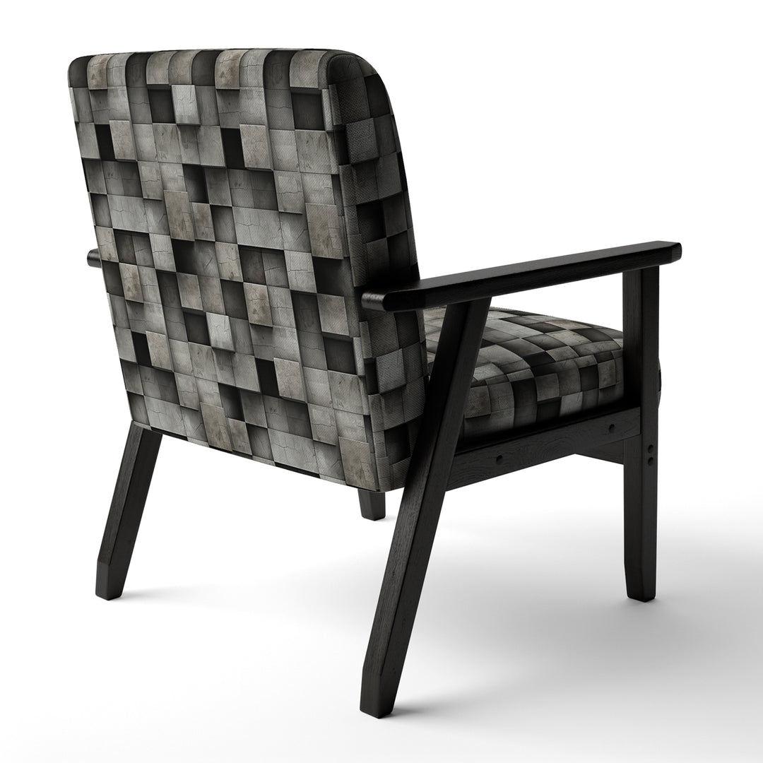 Architectural Concrete Wall Illusion - Upholstered Modern Accent Chairs