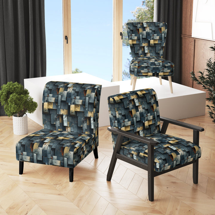 Industrial Concrete Wall Illusion - Modern Arm Chair
