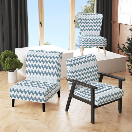 Contemporary White And Grey Chevron - Glam Arm Chair