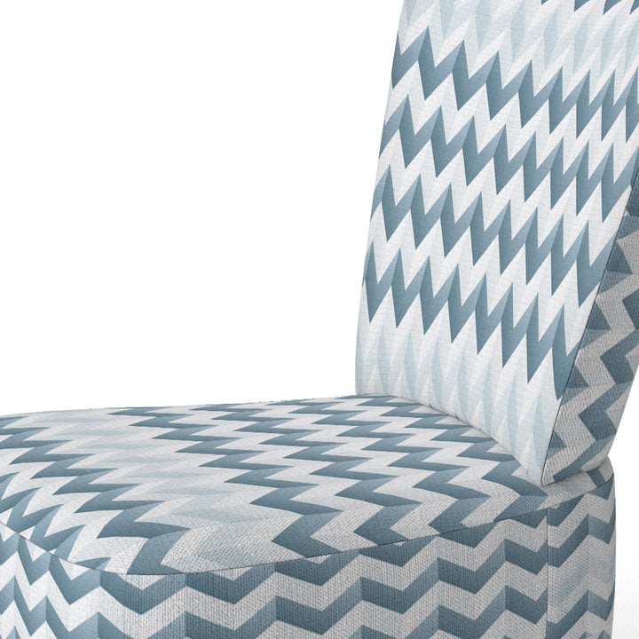 Contemporary White And Grey Chevron - Glam Arm Chair