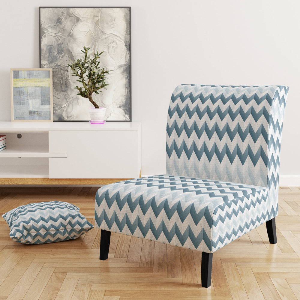 Contemporary White And Grey Chevron - Glam Arm Chair