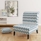 Contemporary White And Grey Chevron - Glam Arm Chair