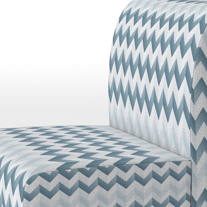 Contemporary White And Grey Chevron - Glam Arm Chair