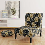 Black And Beige Damask Flower Opulence - Bohemian Accent Side Chair