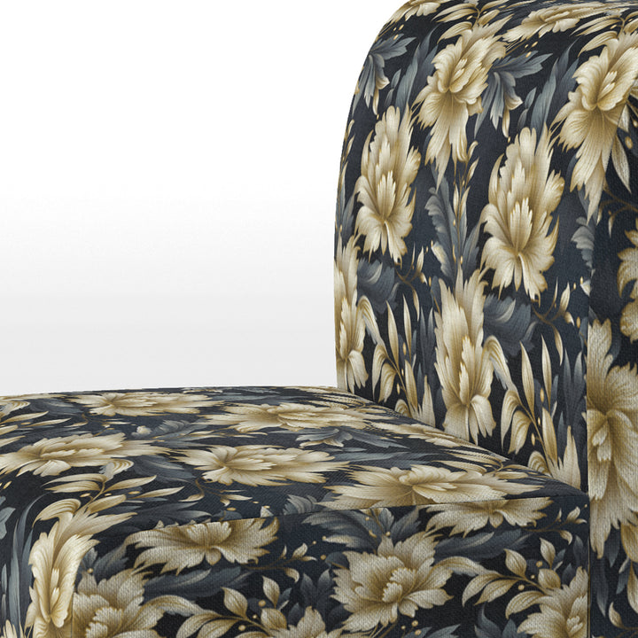 Black And Beige Damask Flower Opulence - Bohemian Accent Side Chair