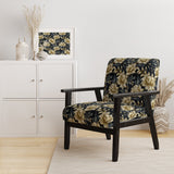 Black And Beige Damask Flower Opulence - Bohemian Accent Side Chair