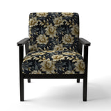 Black And Beige Damask Flower Opulence - Bohemian Accent Side Chair