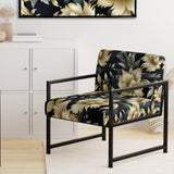 Black And Beige Damask Flower Opulence - Bohemian Accent Side Chair