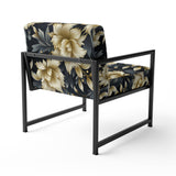 Black And Beige Damask Flower Opulence - Bohemian Accent Side Chair
