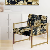 Black And Beige Damask Flower Opulence - Bohemian Accent Side Chair
