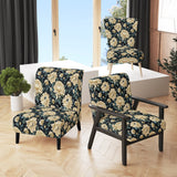 Dark Beige Flower Damask Breeze - Bohemian Accent Side Chair
