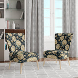 Dark Beige Flower Damask Breeze - Bohemian Accent Side Chair