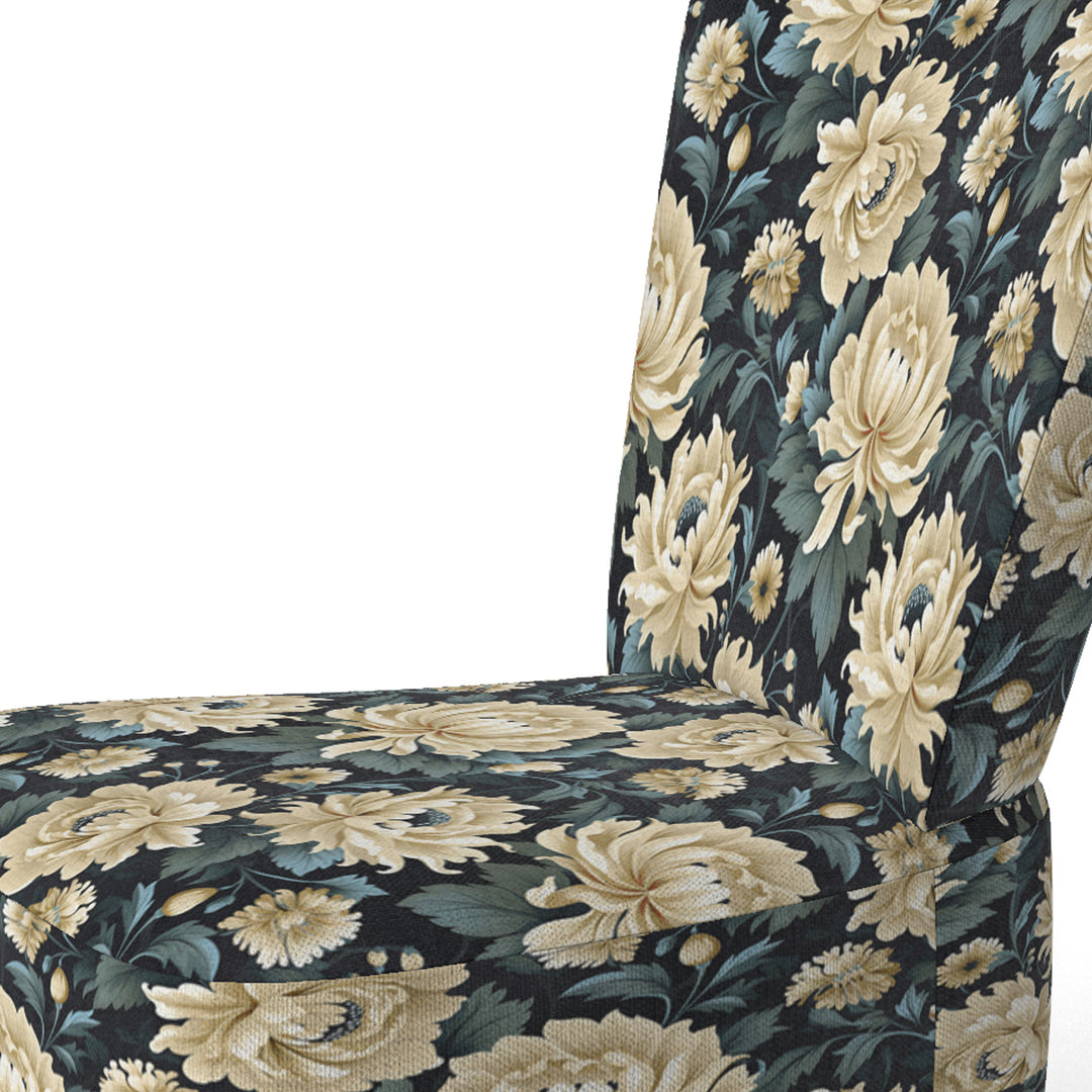 Dark Beige Flower Damask Breeze - Bohemian Accent Side Chair