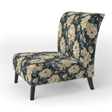 Dark Beige Flower Damask Breeze - Bohemian Accent Side Chair