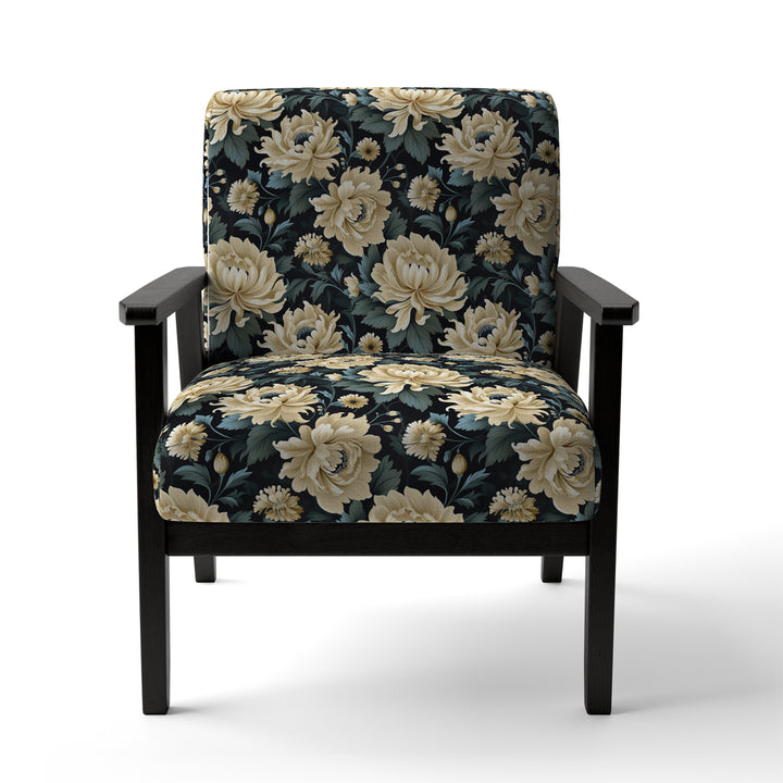 Dark Beige Flower Damask Breeze - Bohemian Accent Side Chair
