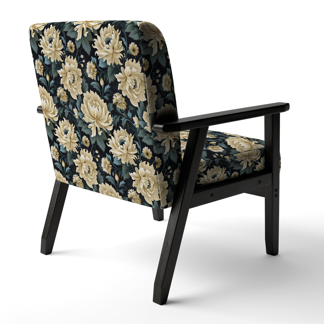 Dark Beige Flower Damask Breeze - Bohemian Accent Side Chair