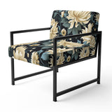 Dark Beige Flower Damask Breeze - Bohemian Accent Side Chair