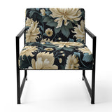 Dark Beige Flower Damask Breeze - Bohemian Accent Side Chair