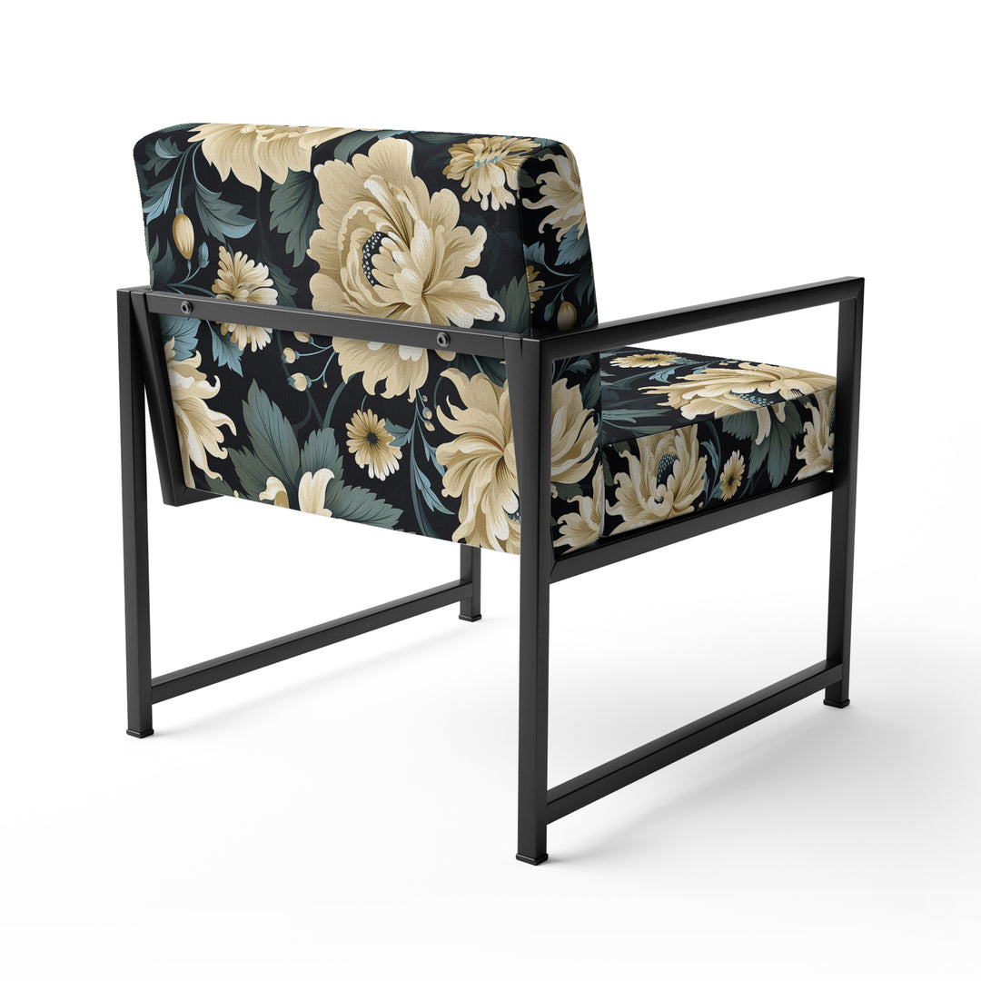 Dark Beige Flower Damask Breeze - Bohemian Accent Side Chair
