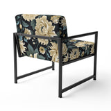 Dark Beige Flower Damask Breeze - Bohemian Accent Side Chair