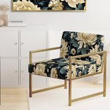 Dark Beige Flower Damask Breeze - Bohemian Accent Side Chair