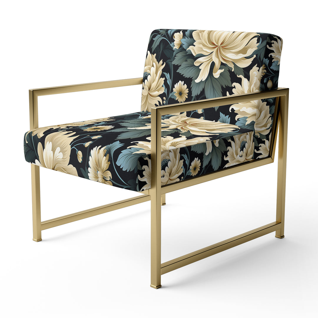 Dark Beige Flower Damask Breeze - Bohemian Accent Side Chair