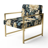 Dark Beige Flower Damask Breeze - Bohemian Accent Side Chair