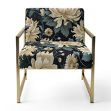 Dark Beige Flower Damask Breeze - Bohemian Accent Side Chair