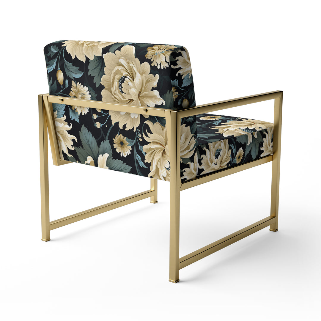 Dark Beige Flower Damask Breeze - Bohemian Accent Side Chair