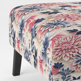 Blue Pink And White Damask Flower - Cottage Arm Chair